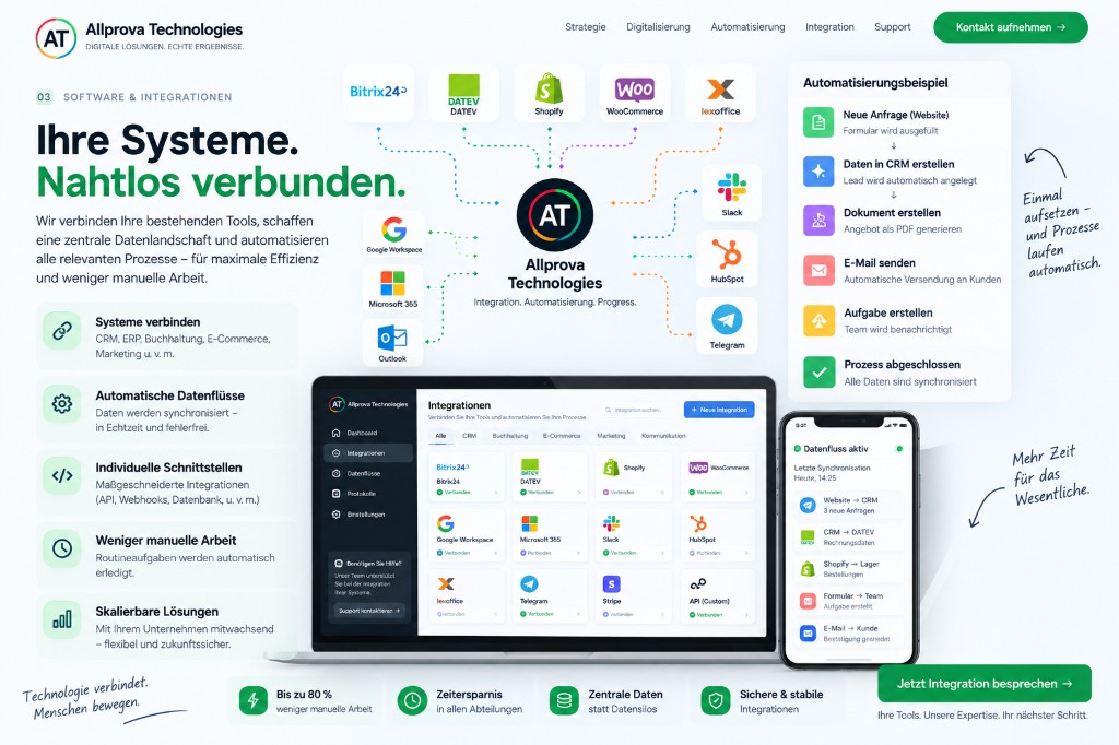 Beispiel einer zentralen Integrationslandschaft für CRM, ERP und weitere Systeme