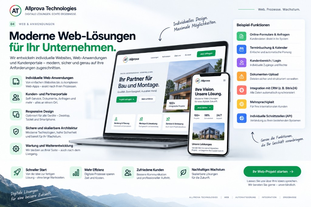 Beispiel einer modernen Website und Web-Anwendung auf Desktop und Smartphone